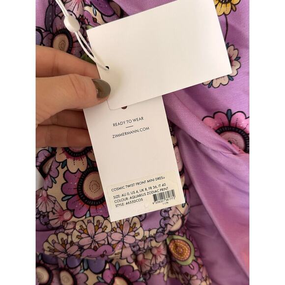 Zimmermann Cosmic Twist Front Mini Dress size 0 - Picture 6 of 11